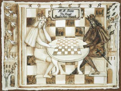 Marina Kalinovsky - AT ALL STAGES THE PLAYER SHOULD PLAN AHEAD - ink and black tea